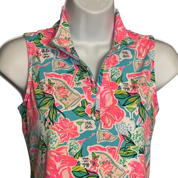 Lulu B Colorful Tank Top Sz Small Blouse Hole In One Golf Travel 19th Hole UPF - Picture 4 of 10